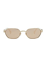 Gucci Geometric Sunglasses In Gold &amp; Ivory in Gold & Ivory, view 1, click to view large image.