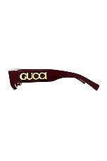Gucci Fashion Show Geometrical Sunglasses In Burgundy &amp; Brown in Burgundy & Brown, view 3, click to view large image.