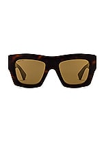Gucci Fashon Show Rectangular Sunglasses in Havana & Brown, view 1, click to view large image.