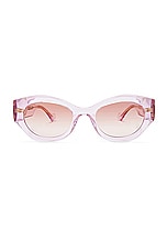 Gucci La Piscine Oval Sunglasses in Transparent Light Pink, view 1, click to view large image.