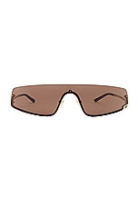 Gucci Shield Sunglasses in Gold & Brown, view 1, click to view large image.