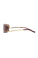 Gucci Tom Mask Sunglasses in Gold & Brown, view 3, click to view large image.