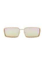 Gucci Bling Bling Rectangular Sunglasses In Gold in Gold, view 1, click to view large image.