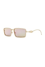 Gucci Bling Bling Rectangular Sunglasses In Gold in Gold, view 2, click to view large image.
