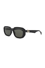 Gucci GG Generation Rectangular Sunglasses in Black, view 2, click to view large image.