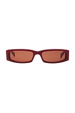 Gucci Rectangle Sunglasses in Burgundy & Brown, view 1, click to view large image.