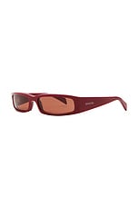 Gucci Rectangle Sunglasses in Burgundy & Brown, view 2, click to view large image.