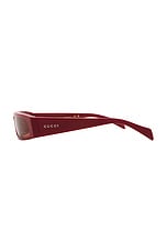 Gucci Rectangle Sunglasses in Burgundy & Brown, view 3, click to view large image.