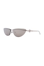 Gucci Horsebit Top Bar Sunglasses in Silver & Grey, view 2, click to view large image.