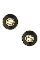 Gucci Black Onyx Stud Earrings in Yellow Gold, view 1, click to view large image.