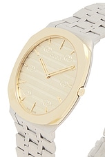 Gucci GG Golden Brass Dial Watch in Stainless Steel, view 3, click to view large image.