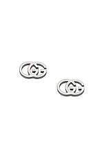 Gucci Running G Stud Earrings in 18KT White Gold, view 1, click to view large image.