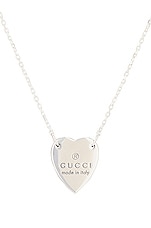 Gucci Engraved Heart Pendant Necklace in Sterling Silver, view 2, click to view large image.