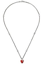 Gucci XS Heart Necklace in Silver & Red, view 1, click to view large image.