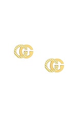 Gucci Running G Stud Earrings in Yellow Gold, view 1, click to view large image.