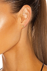 Gucci Running G Stud Earrings in Yellow Gold, view 2, click to view large image.