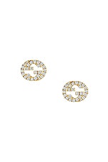Gucci Interlocking G Earrings in Yellow Gold & Diamond, view 1, click to view large image.