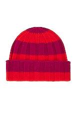 Guest In Residence The Rib Stripe Hat in Magenta & Cherry, view 2, click to view large image.