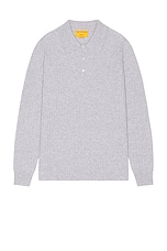 Guest In Residence Cashmere Theo Waffle Polo in Stone, view 1, click to view large image.