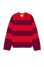 Guest In Residence Stripe Crew in Magenta & Cherry, view 1, click to view large image.