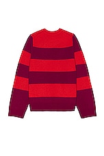 Guest In Residence Stripe Crew in Magenta & Cherry, view 2, click to view large image.
