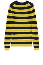 Guest In Residence Net Stripe Crew in Midnight & Citrine, view 2, click to view large image.