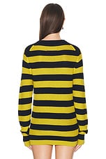 Guest In Residence Net Stripe Crew in Midnight & Citrine, view 3, click to view large image.