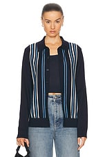 Guest In Residence Stripe Plaza Shirt in Midnight, Denim Blue, & Cream, view 1, click to view large image.