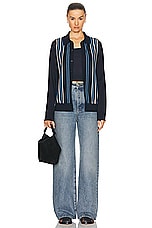 Guest In Residence Stripe Plaza Shirt in Midnight, Denim Blue, & Cream, view 4, click to view large image.