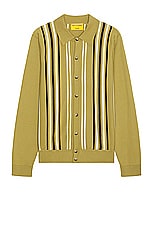 Guest In Residence Stripe Plaza Shirt in Olive, Cream, & Midnight, view 1, click to view large image.