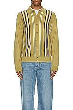 Guest In Residence Stripe Plaza Shirt in Olive, Cream, & Midnight, view 3, click to view large image.