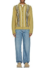 Guest In Residence Stripe Plaza Shirt in Olive, Cream, & Midnight, view 4, click to view large image.