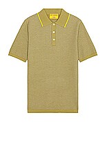 Guest In Residence Textured Polo in Olive, Stone, & Citrine, view 1, click to view large image.