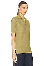 Guest In Residence Textured Polo in Olive, Stone, & Citrine, view 2, click to view large image.