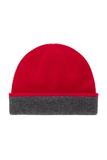 Guest In Residence The Inside Out! Cashmere Hat in True Red & Charcoal, view 1, click to view large image.