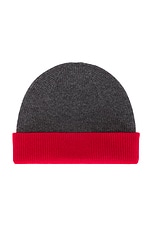 Guest In Residence The Inside Out! Cashmere Hat in True Red & Charcoal, view 2, click to view large image.