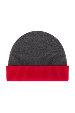 Guest In Residence The Inside Out! Cashmere Hat in True Red & Charcoal, view 4, click to view large image.