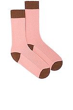 Guest In Residence The Soft Socks in Blush & Walnut, view 1, click to view large image.