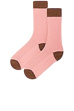 Guest In Residence The Soft Socks in Blush & Walnut, view 2, click to view large image.