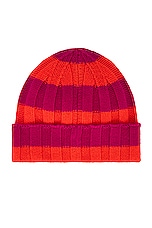Guest In Residence The Rib Stripe Hat in Magenta & Cherry, view 2, click to view large image.
