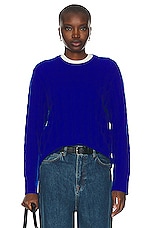 Guest In Residence Twin Cable Crew Sweater in Cobalt, view 1, click to view large image.