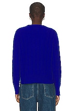 Guest In Residence Twin Cable Crew Sweater in Cobalt, view 3, click to view large image.
