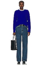 Guest In Residence Twin Cable Crew Sweater in Cobalt, view 4, click to view large image.