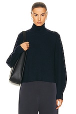 Guest In Residence Cropped Rib Turtleneck Sweater in Midnight, view 1, click to view large image.
