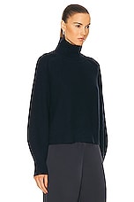 Guest In Residence Cropped Rib Turtleneck Sweater in Midnight, view 2, click to view large image.