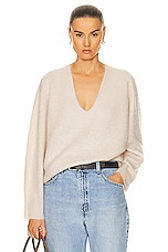 Guest In Residence Grizzly V Neck Sweater in Oatmeal, view 1, click to view large image.