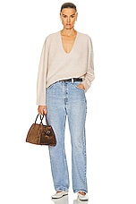 Guest In Residence Grizzly V Neck Sweater in Oatmeal, view 4, click to view large image.