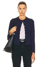 Guest In Residence Shrunken Cardigan in Navy, view 1, click to view large image.
