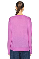 Guest In Residence Airy V Sweater in Fuchsia, view 3, click to view large image.