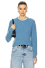 Guest In Residence Light Rib Crew Sweater in Denim Blue, view 1, click to view large image.